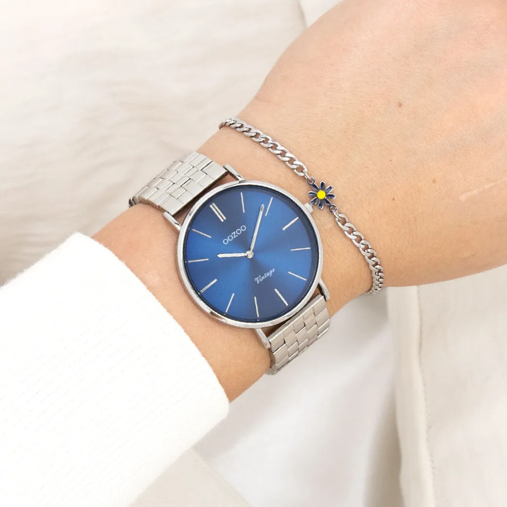 Zilverkleurige OOZOO horloge met roestvrijstalen armband roestvrijstalen armband - C20401