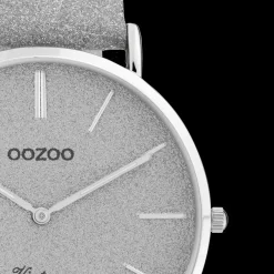 Zilverkleurige OOZOO horloge met leren band - C20160