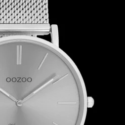 Zilverkleurige OOZOO horloge met metalen mesh armband - C9938