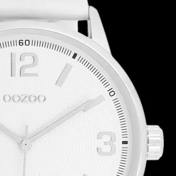 Zilverkleurige OOZOO horloge met leren band leren band - C11500