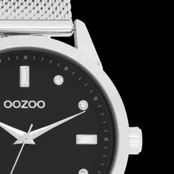 Zilverkleurige OOZOO horloge met metalen mesh armband - C11356