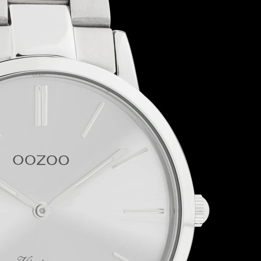 Zilverkleurige OOZOO horloge met roestvrijstalen armband - C20027