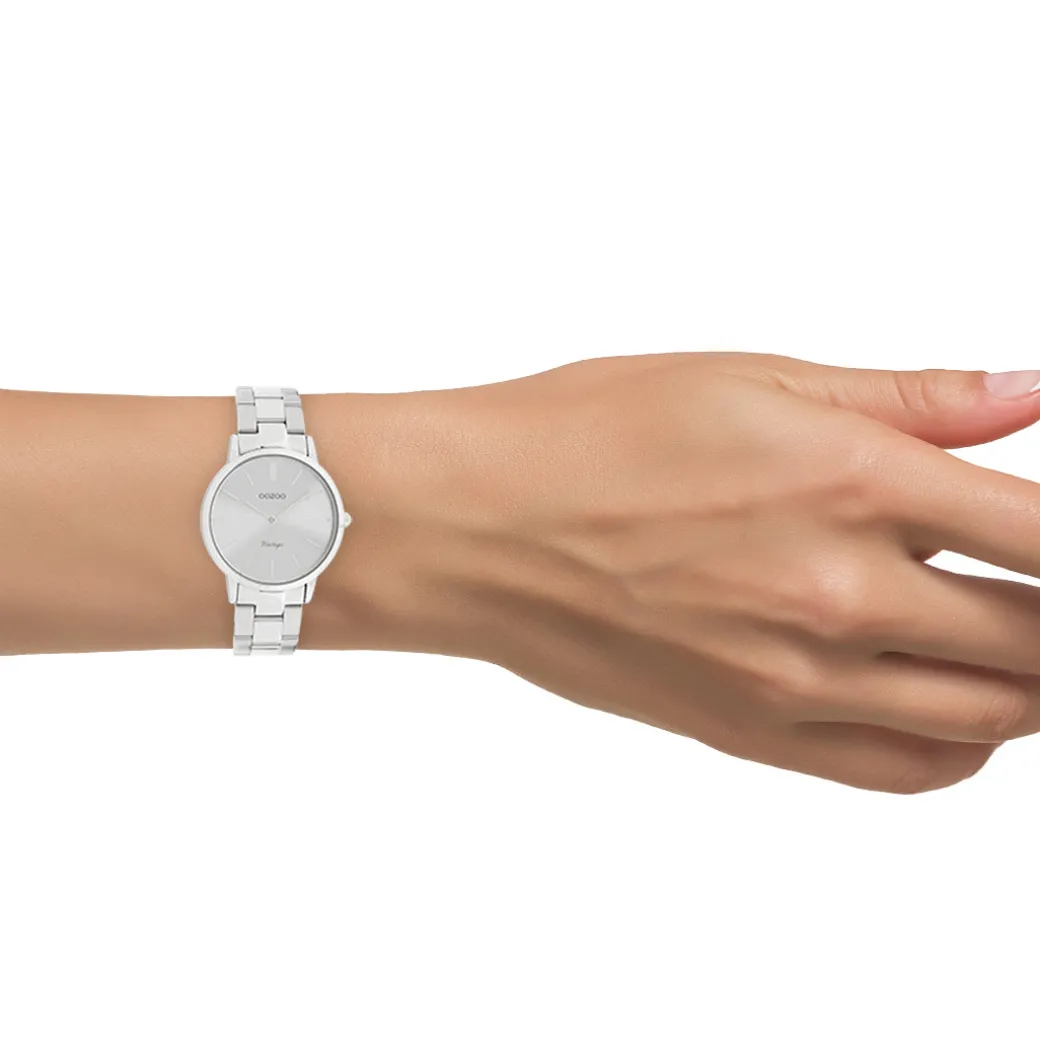 Zilverkleurige OOZOO horloge met roestvrijstalen armband - C20039