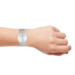 Zilverkleurige OOZOO horloge met metalen mesh armband - C9906