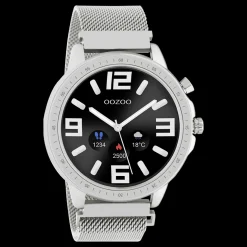 Zilverkleurige OOZOO smartwatch met zilverkleurige metalen mesh armband - Q00305
