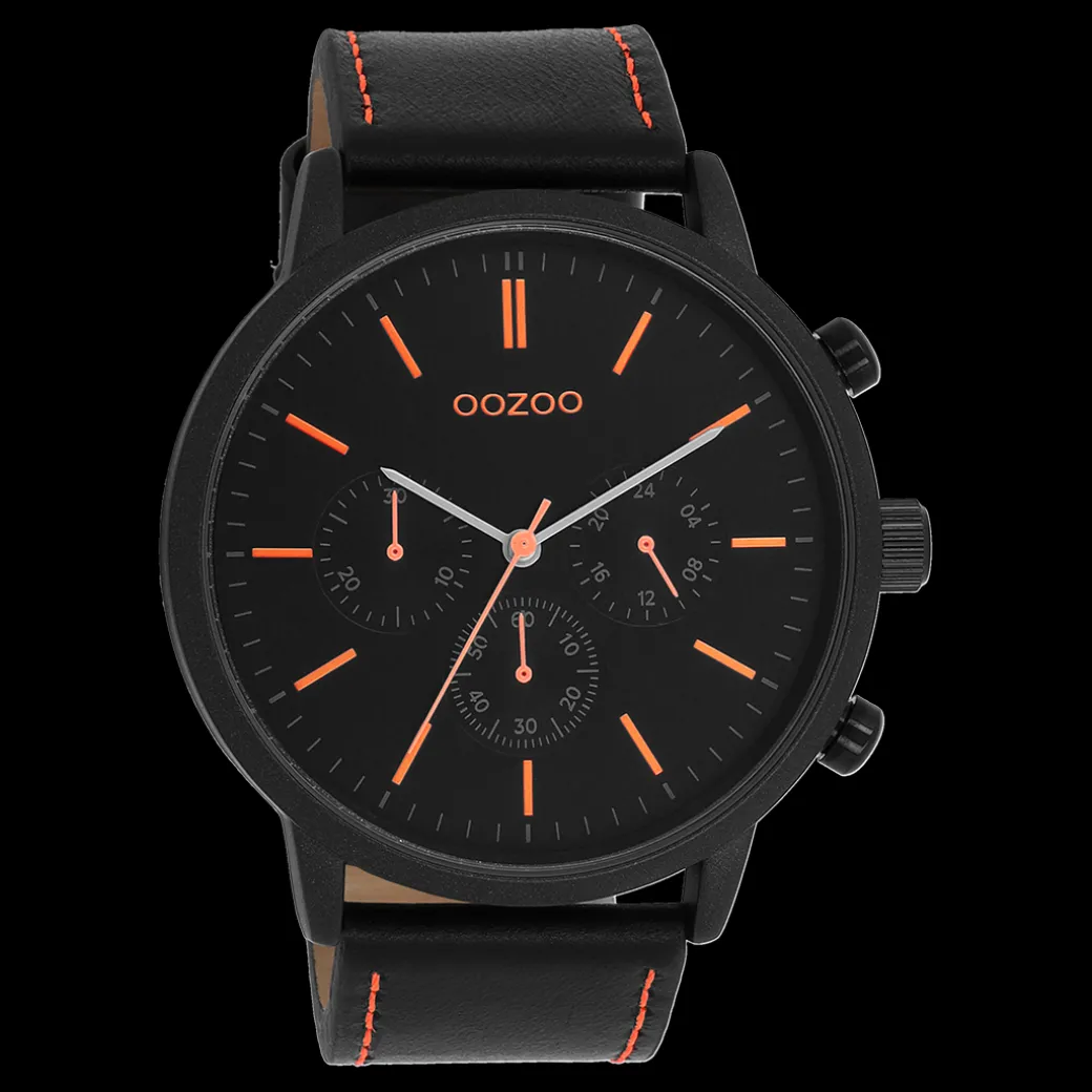 Zwarte OOZOO horloge met leren band - C11209