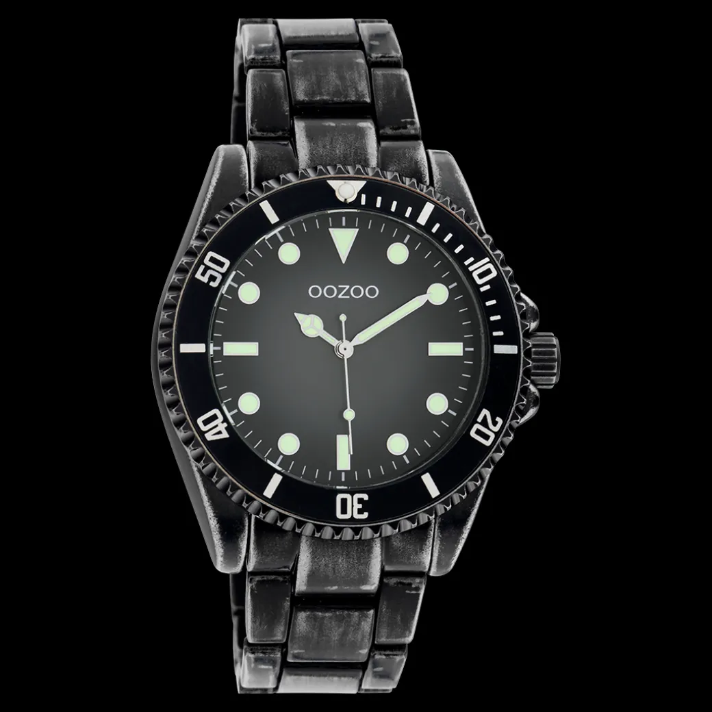 Zwarte OOZOO horloge met roestvrijstalen armband - C11014
