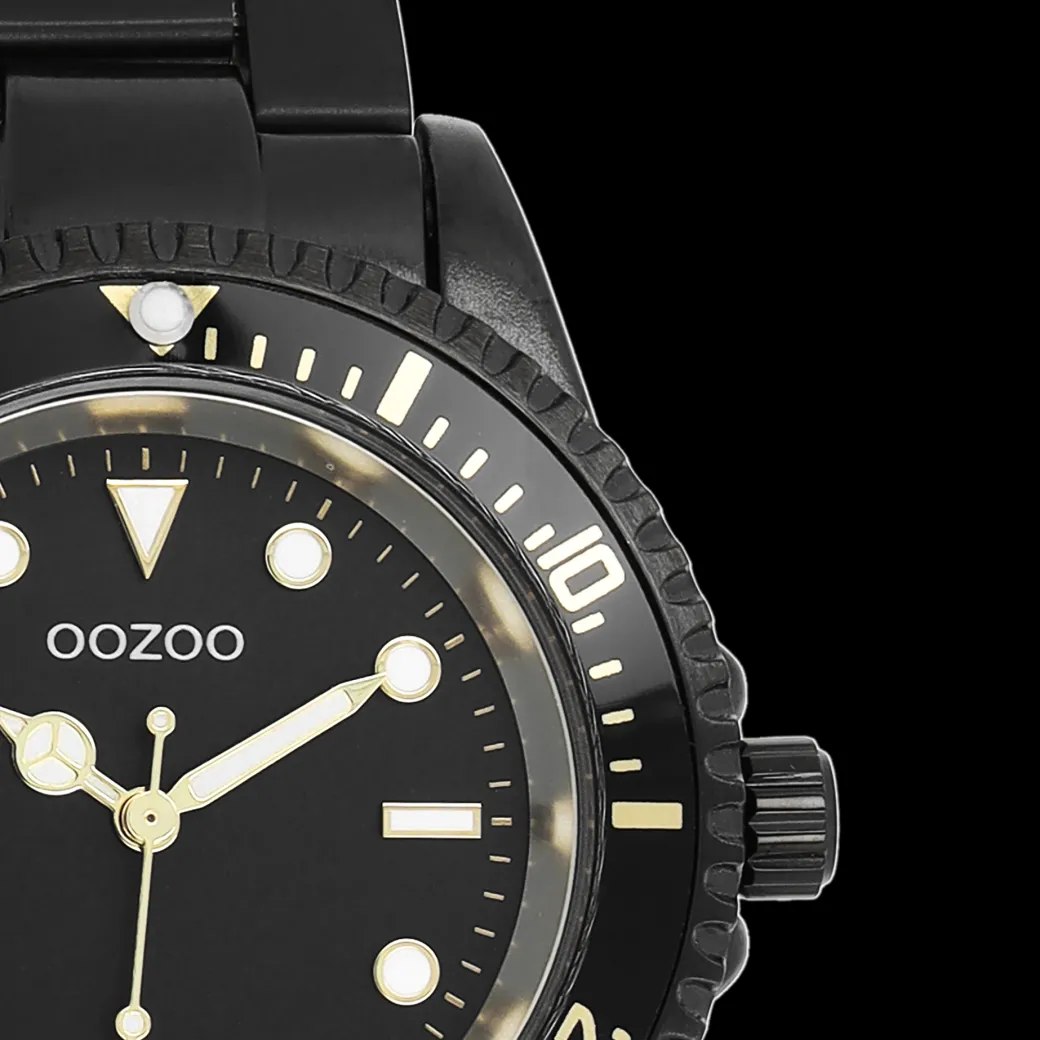 Zwarte OOZOO horloge met roestvrijstalen armband - C11149