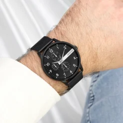 Zwarte OOZOO horloge met metalen mesh armband - C11304