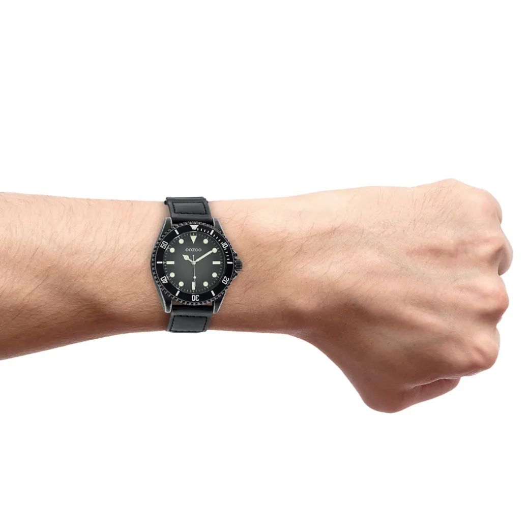 Zwarte OOZOO horloge met klittenband polsband - C11012