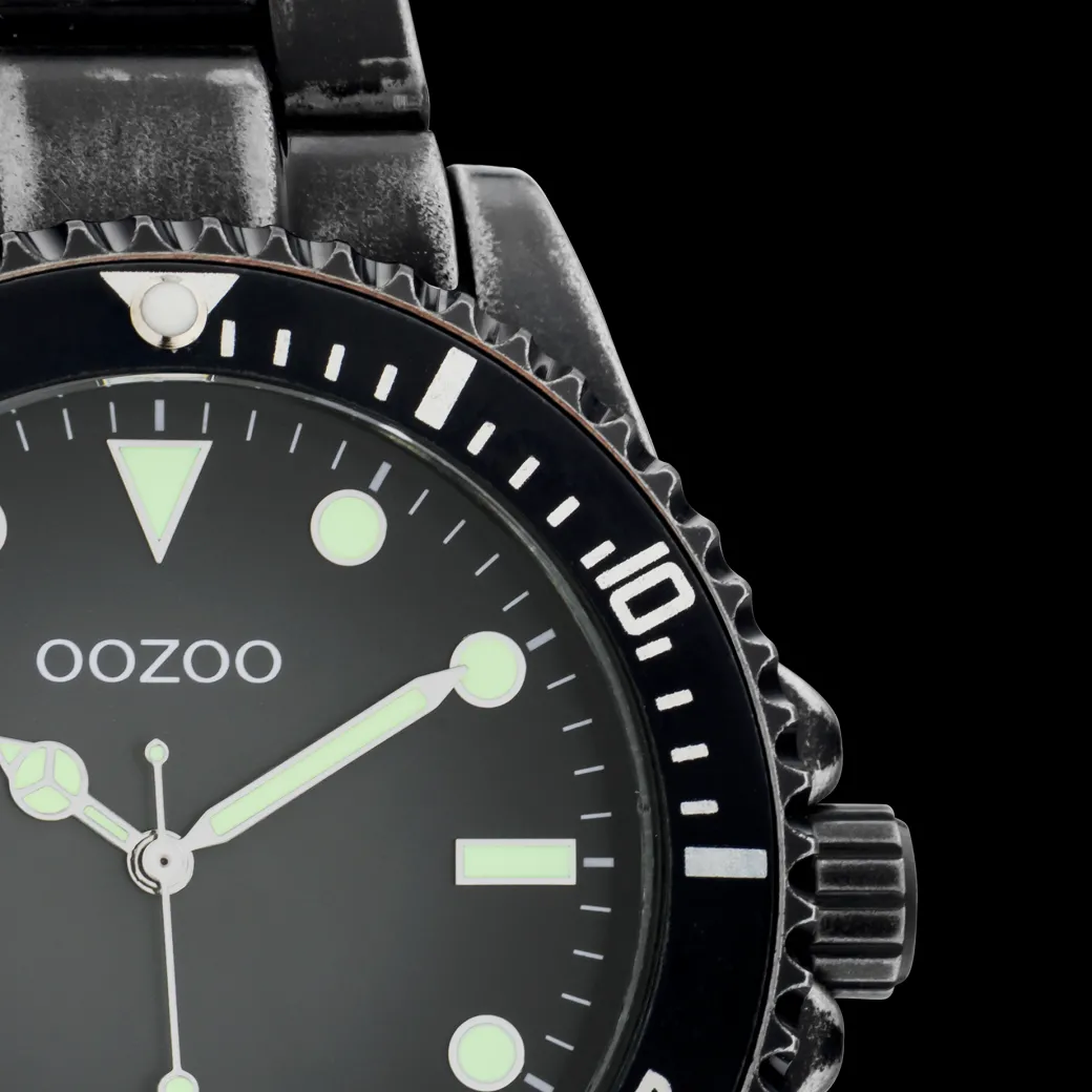 Zwarte OOZOO horloge met roestvrijstalen armband - C11014