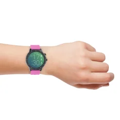 Zwarte OOZOO smartwatch met framboos roze rubber band - Q00331