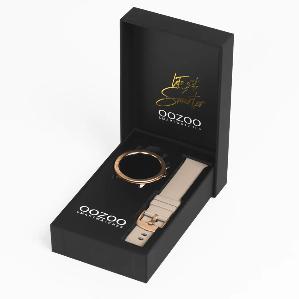 Zwarte OOZOO smartwatch met framboos roze rubber band - Q00331